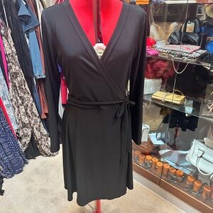 White House Black Market Black Wrap Tie Front Dress